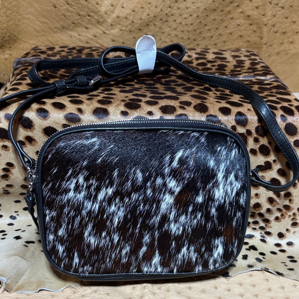Mark & Graham Black and White Fur Crossbody Bag